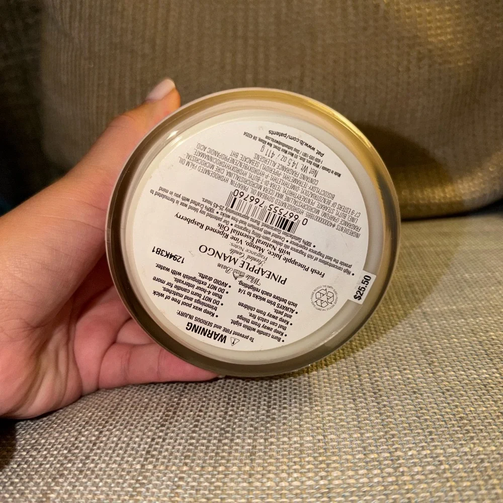Bath & Body Works White Barn‎ PINEAPPLE MANGO 3 Wick Scented Candle